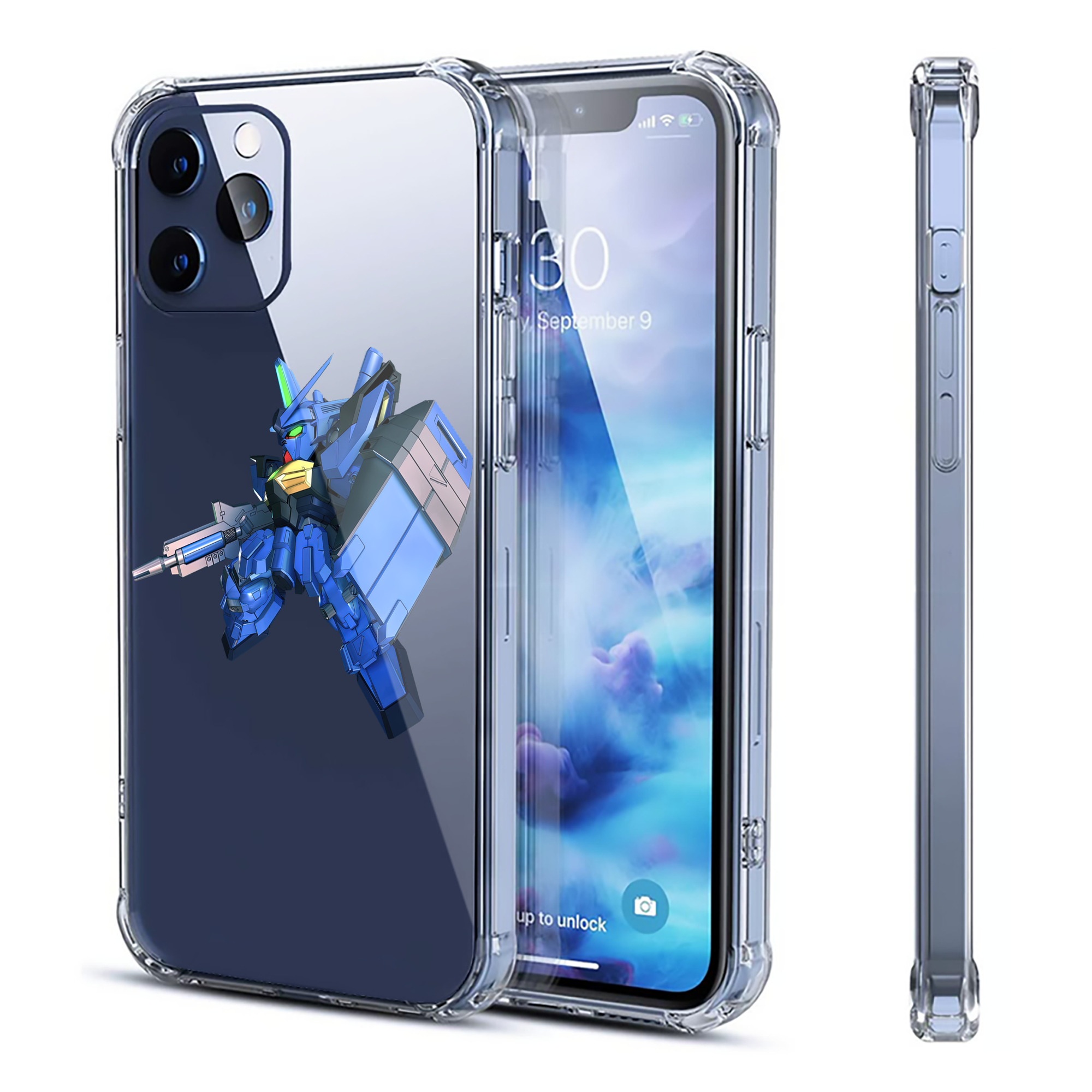 （画像用） 機動戦士ガンダム Mobile Suit Gundam 【iPhone 12シリーズ対応】透明スマホケース（クリアソフトケース）